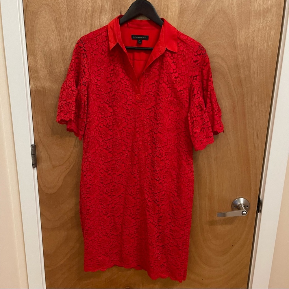 NWOT Red Lace Banana Republic Dress